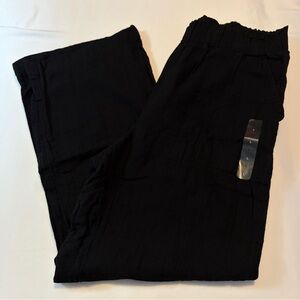GAP Black Linen Blend Pull-On Pants Size L NWT